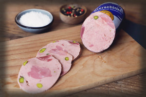 Kleiner Bierschinken Bio mit Pistazien und Fleischeinlage