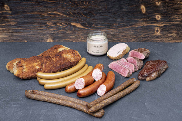 Land.Luft Kennenlernpaket mit Schnitzel, Wiener, Pfefferbeißer, Käskrainer, Roastbeef und Feine Leberwurst