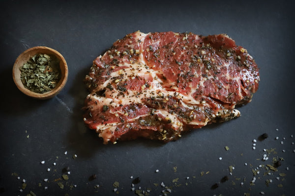 Land.Luft Bio Schweinehals mariniert in Basilikummarinade